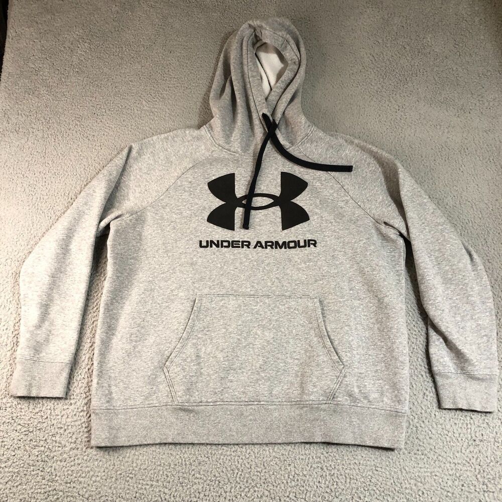 Under Armour Hoodie Men Extra Large XL Gray  Logo Pullover Sweatshirt Sportswear